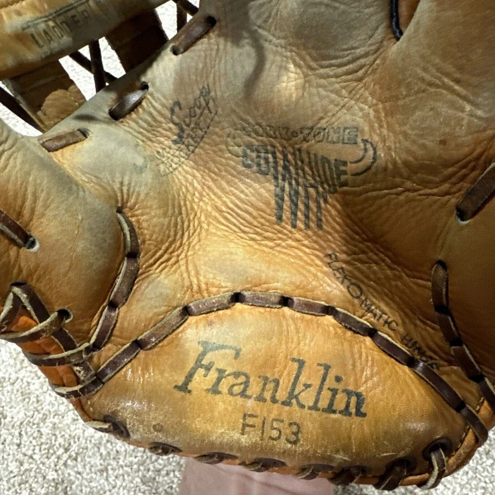 Vintage Franklin F153 Brown Leather Baseball Glove Flexomatic Horse & Cowhide